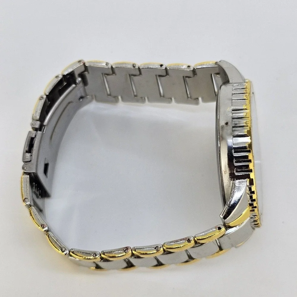 Mens Watch 45MM Gray Dial Gold Bezel Gold Gray Band 7.5